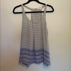 Skies Are Blue Sleeveless Blue Patterned Top